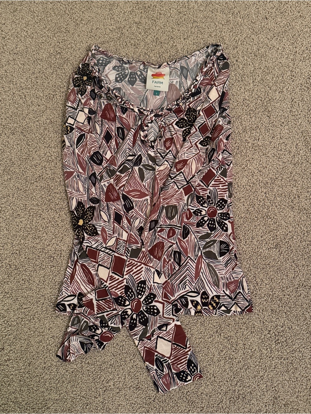 Farm Rio Women's Printed Long Sleeve Shirt- Multi Brown & Black
